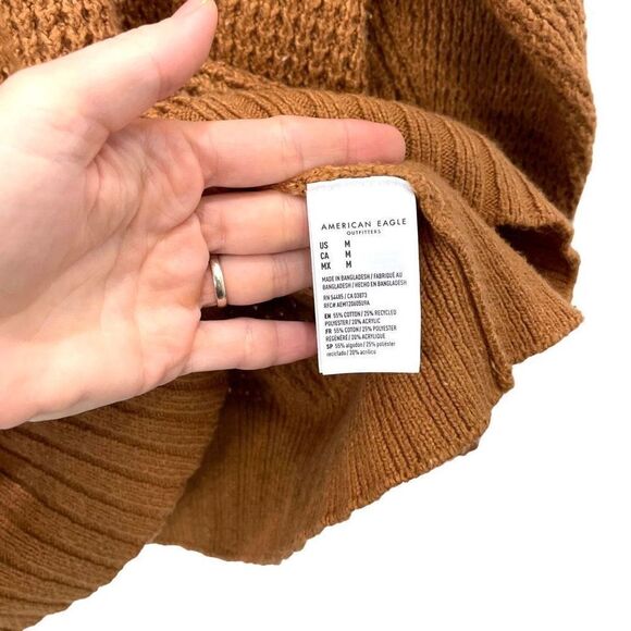 American Eagle unisex chunky oversized knit sweater Size M caramel camel brown - Picture 5 of 5